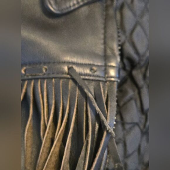 Easy Rider Vintage Heavy Black Leather Fringe Lined Jacket - Picture 12 of 12